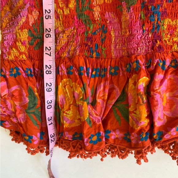 FARM Rio || Spring Bananas Smocked Mini Dress Pink Red XS - Picture 8 of 9